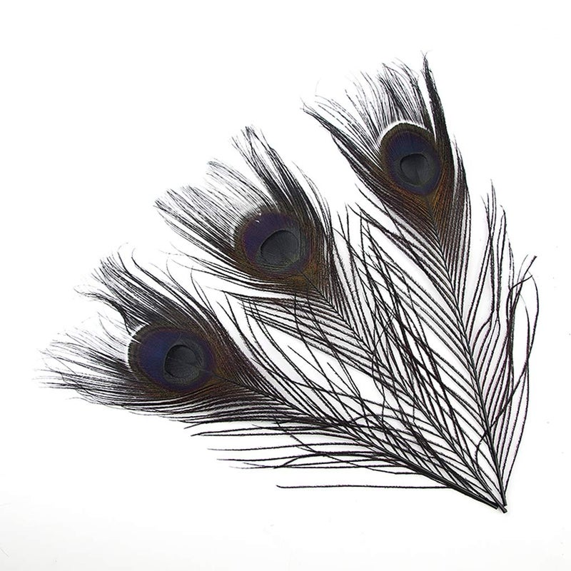 Shekyeon 10-12inch Dyeing Peacock Feathers Bleached Plume Wedding Table Centerpiece Pack of 10 (Off White) - Image 1